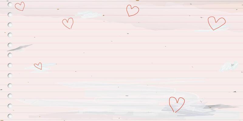 Used old notebook paper background with heart shape doodle line and stained effect graphic illustration have blank space. Valentine's day greeting card childish style. Love letter template.