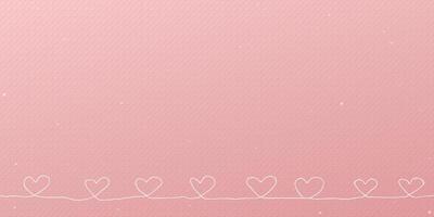 Minimalist heart shape doodle continuous line on bond paper pink color background graphic illustration. vector