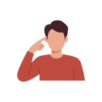 Man pointing finger at his head, isolated on white background vector