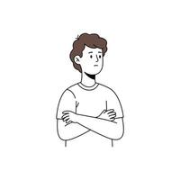 A man with his arms crossed is standing in front of a white background vector
