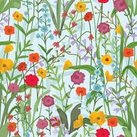 Beautiful wild flower in the forest seamless pattern vector