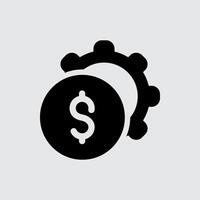 Finance gear icon logo, Efficient Use of Funds or Money Management, isolated solid editable, concept of cost or revenue optimization and reduction. vector