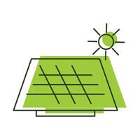 illustration of a linear eco-icon of a solar panel on a white background. vector