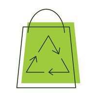 linear illustration of an eco-friendly paper shopping bag icon on a white background. vector