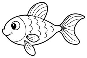 A line art design of fish coloring page for kid vector
