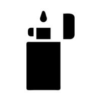 Lighter silhouette with flame. Concept of fire, ignition, and smoking. vector