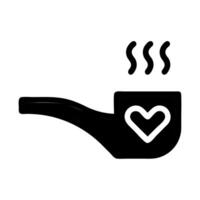 Smoking pipe with heart symbol. Concept of love, passion, and addiction. vector