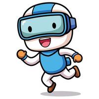 a cartoon character running in virtual reality goggles vector