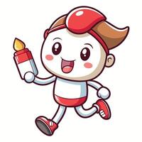 a cartoon character running with a torch vector