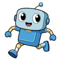 a cartoon robot running with a smile on his face vector