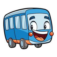 a cartoon bus with a smile on awhite background vector