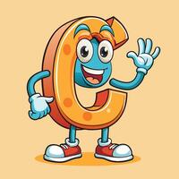 cartoon letter c character waving and smiling vector