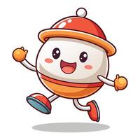 a cartoon egg character running with a hat on vector