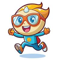 a cartoon boy with glasses running and smiling vector
