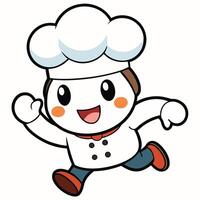 a cartoon chef with hands up vector