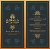 Gold Menu restaurant with frame ornamental Element vector
