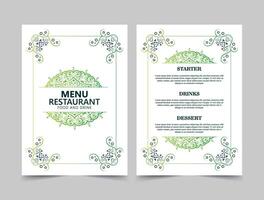 green and white restaurant menu with texture pattern element vector