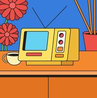 Retro television on table vector