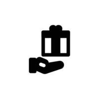 Gift box on hand solid style vector
