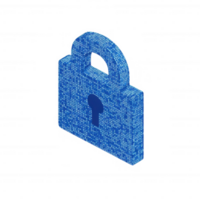 3D illustration of a digital padlock representing online security and data protection. png