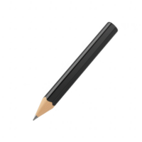A clean, black pencil with a sharpened tip, ideal for creative projects and illustrations. png