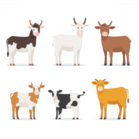 A collection of cute cows showcasing diverse breeds in a playful cartoon style. png