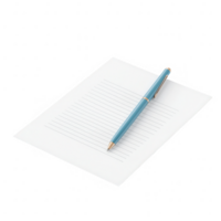 A blank sheet of paper and a blue pen on a clean surface for note-taking. png