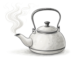 Steaming Kettle, Hot Drink, Cozy Home, Warm Beverage, Kitchenware, Tea Time, Graphic Art, Digital Il png