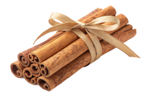 Aromatic Cinnamon Sticks Bundle, Tied with Beige Ribbon, Spice png