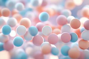 A colorful array of floating spheres in soft pastel hues. photo