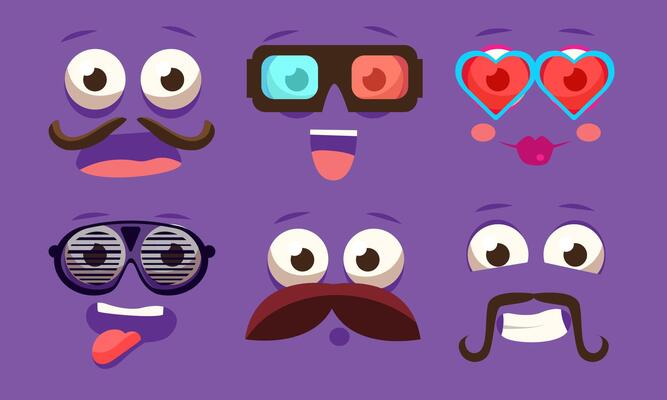 Funny Emojis with Different Emotive Feelings Set, Male and Female Emoticons with Funny Faces and Different Emotions Illustration