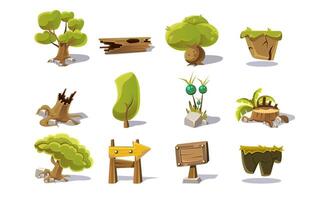 Elements of Summer Natural Landscape Set, User Interface Assets for Mobile App or Game Illustration vector