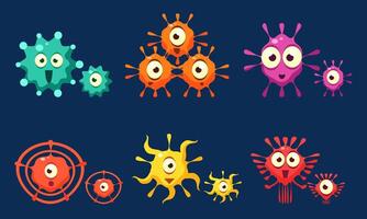 Collection of Cute Colorful Germs Set, Microbes, Bacterias, Viruses Characters with Funny Faces Illustration vector