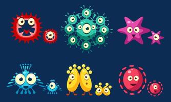 Collection of Cute Germs Set, Funny Colorful Microbes, Pathogens, Bacterias, Viruses Characters Illustration vector