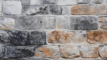 Stone wall texture with gray brown and black tones. photo