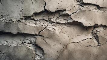 Weathered concrete texture with natural cracks and rough surface. photo