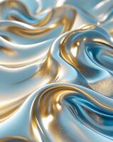 Abstract Metallic Wave Texture with Golden and Blue Highlights.Abstract Metallic Wave Texture with Golden and Blue Highlights. photo