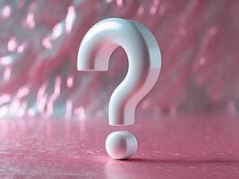 Crystal large question mark on shimmering pink textured background with elegant design. photo