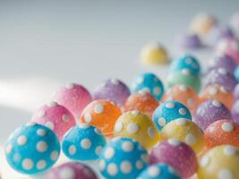 A Vibrant Array of Colorful Round Candies with Dots - A Delightful Dessert.A Vibrant Array of Colorful Round Candies with Dots - A Delightful Dessert. photo