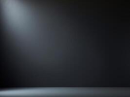 Empty Dark Room with Sleek Black Gradient Backdrop for Product Showcases. photo