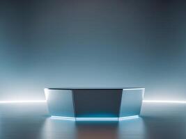 a futuristic background with a hexagonal podiuma futuristic background with a hexagonal podium. photo