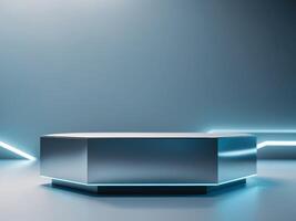 a futuristic background with a hexagonal podium photo