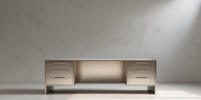 A large metal desk with two drawers on each side photo