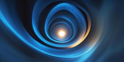 Abstract Blue Digital Tunnel with Bright Light at the End photo