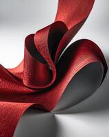 Bold red textured paper with a luxurious velvet appearance showcasing elegant curves and folds in a striking design photo