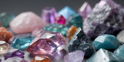 Closeup of Colorful Gemstones and Rough Rocks TextureCloseup of Colorful Gemstones and Rough Rocks Texture. photo
