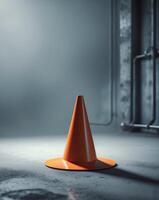 Control Cone in Ambient Industrial BackgroundControl Cone in Ambient Industrial Background. photo