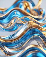 lujoso resumen metálico olas en azul y oro foto
