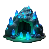 Mystical Cave Illuminated by Blue Crystals png