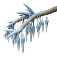 Winter Branch Decorated with Frosty Icicles png